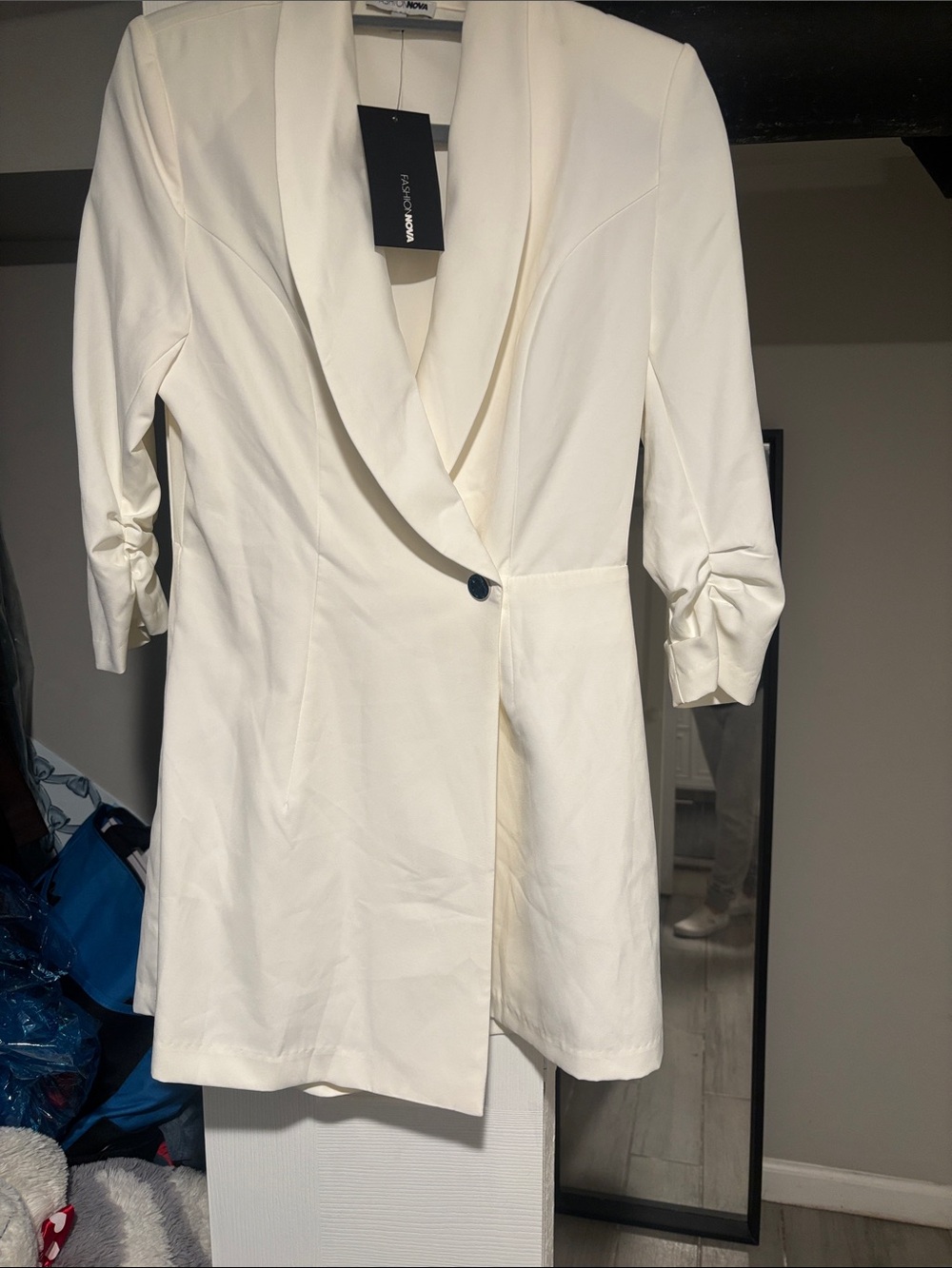 Fashion Nova Cream Shawl Collar Blazer Jacket